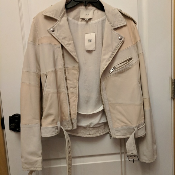 NWT IRO Witney White Patchwork Leather Jacket 40 - Picture 2 of 8
